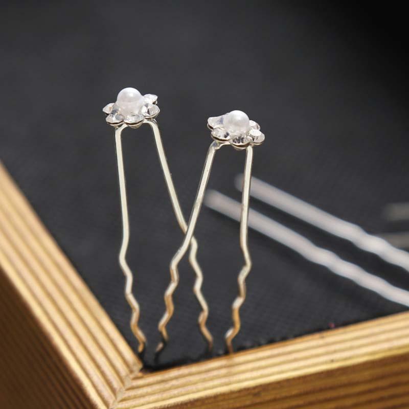 20pcs/lot Fashion U Shape Crystal Hair Fork Flower Hair Pin Sticks For Women Wedding Bridal Shiny Jewelry Wedding Hair Accessories for Brides and Bridesmaids