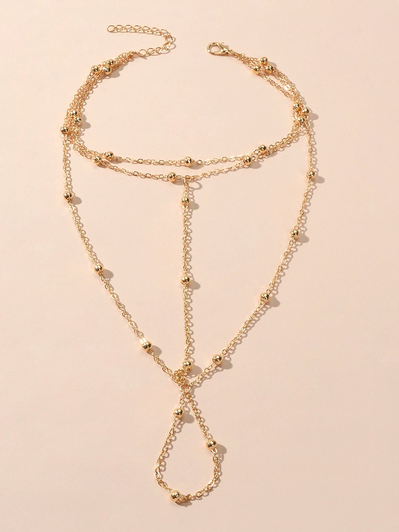 1pc Gold Chain Boho Layered Anklet with Toe Foot Jewellery Barefoot