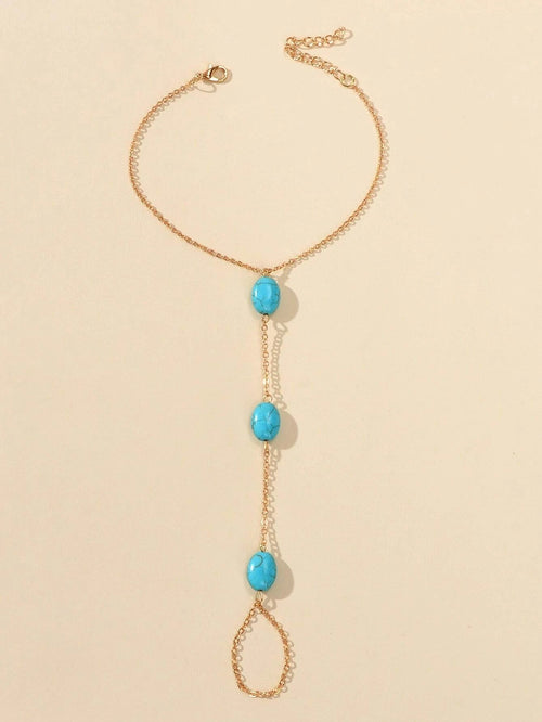 1 pc Bohemian Foot Beach Jewelry Gold Chain Turquoise Beads Anklet