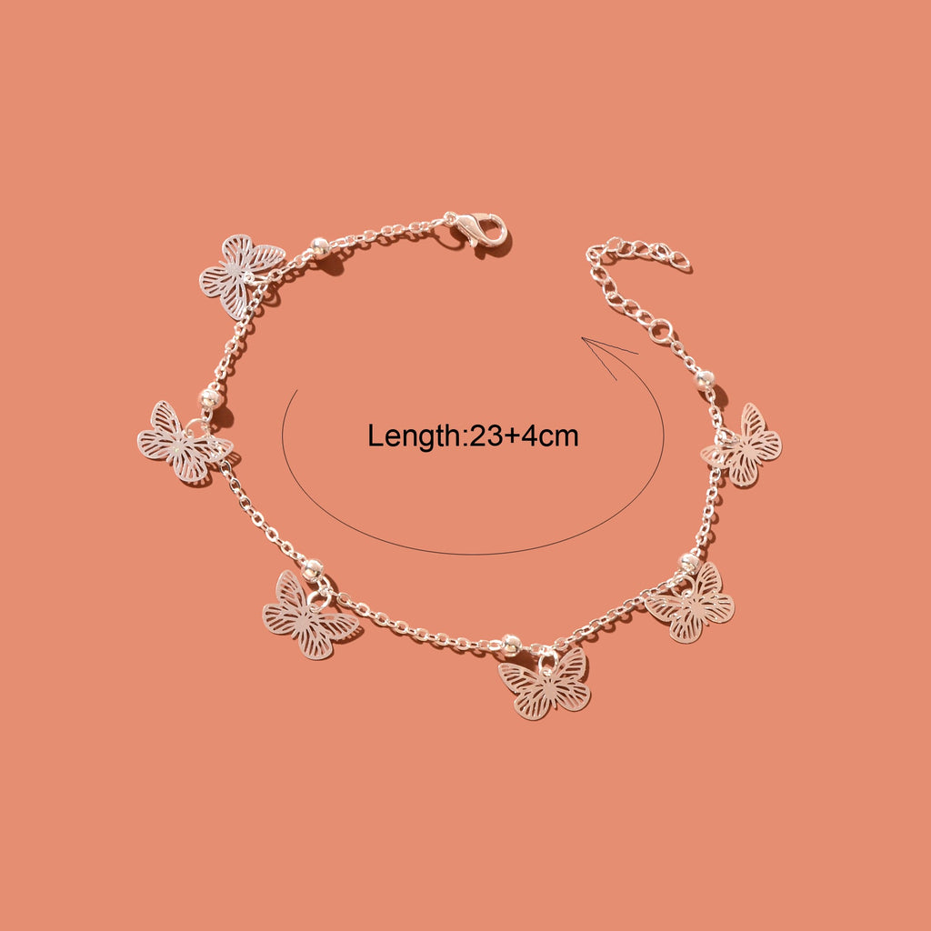 Silver Butterfly Charm Anklet Boho Beach Foot Jewellery Ankle Bracelet