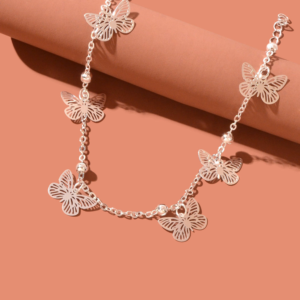 Silver Butterfly Charm Anklet Boho Beach Foot Jewellery Ankle Bracelet