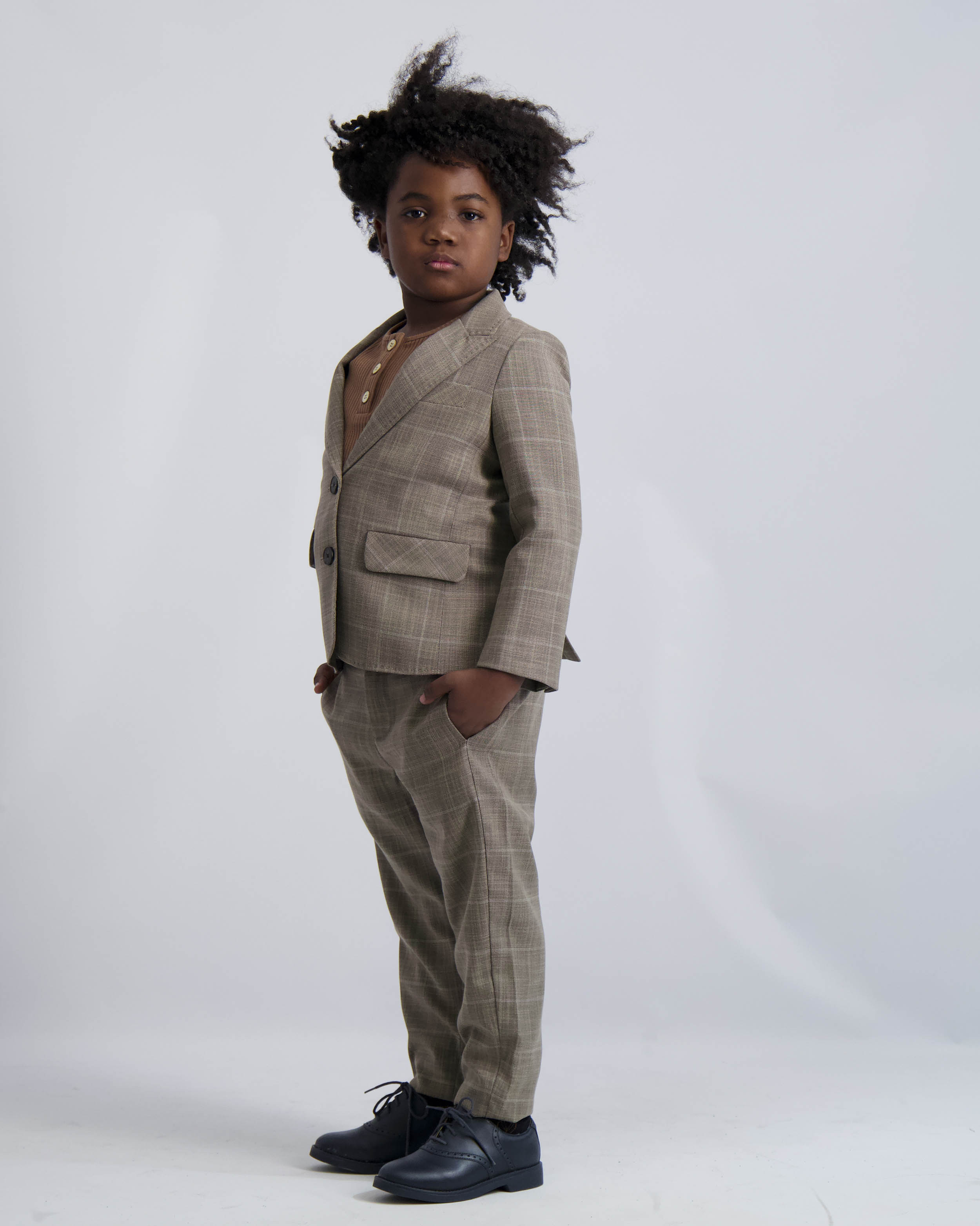 Camel Windowpane Dress Blazer