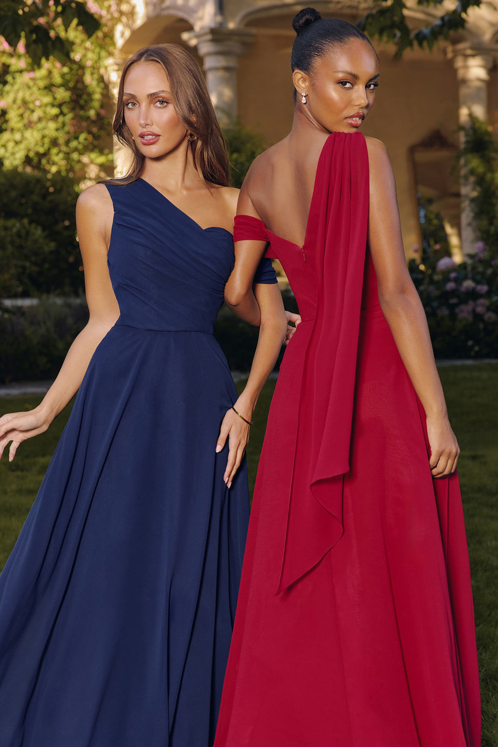 Amoris T716 One Shoulder Chiffon A-Line Evening Dress