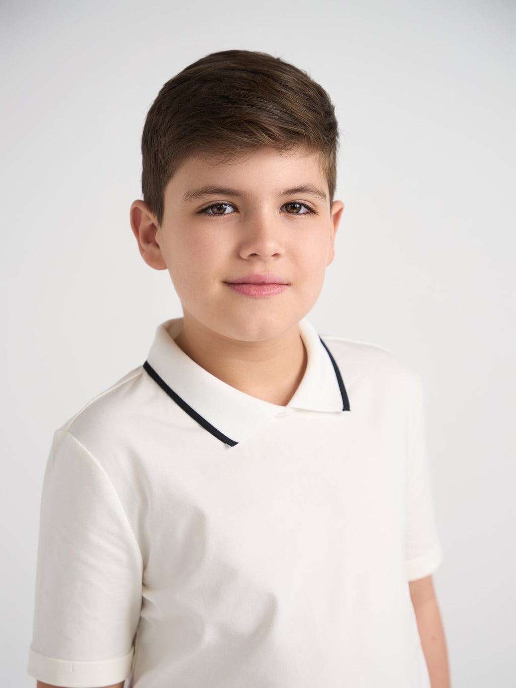 White With Black Trim Collar Top