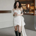 Light Wedding Gown Short Women White Mini Dress