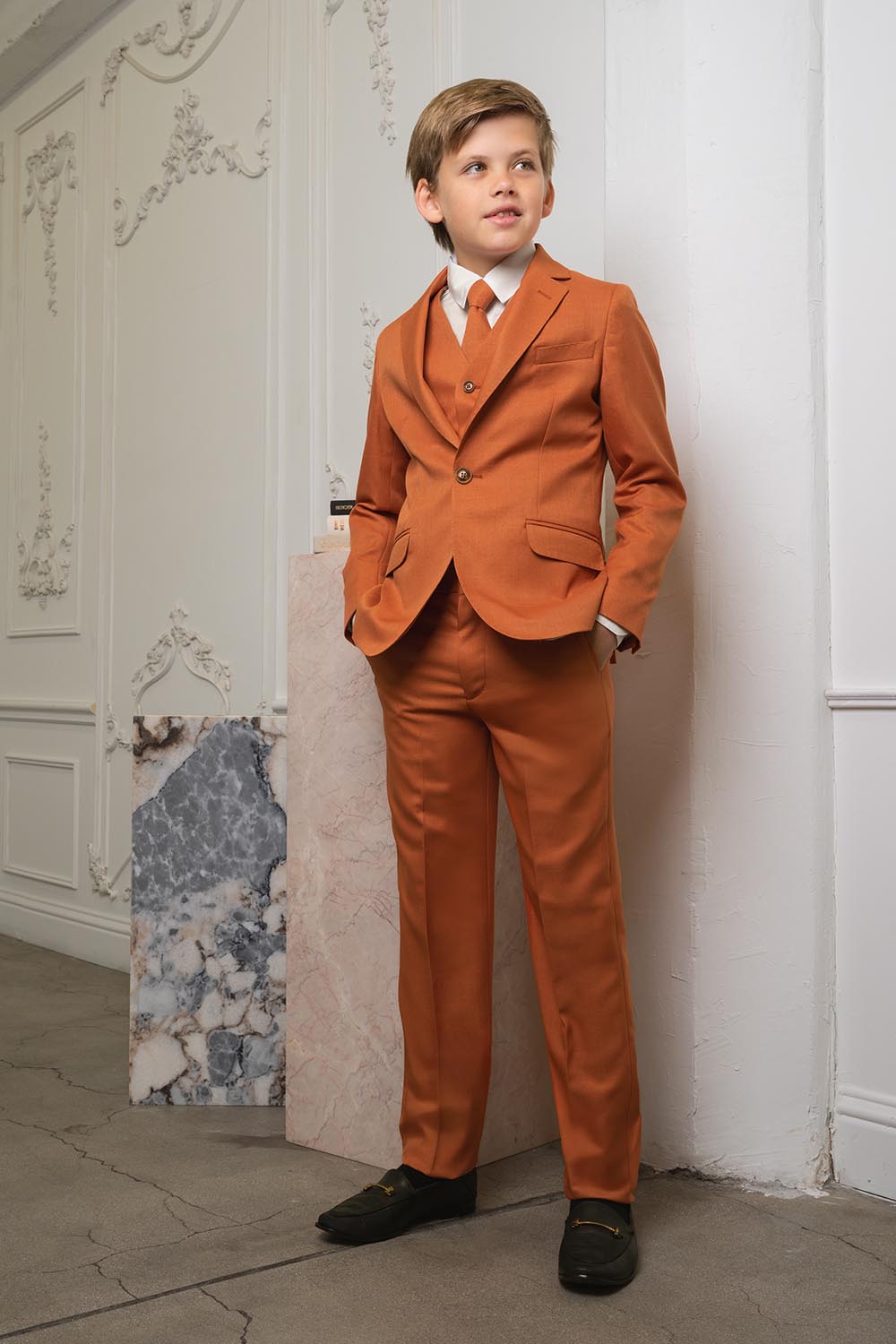 "Osiris" Kids Terracotta Suit (5-Piece Set)