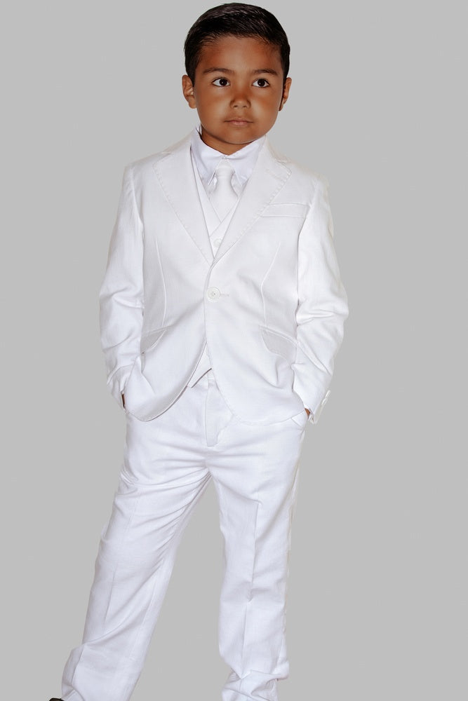 "Oasis" Kids Safari White Linen Suit (5-Piece Set)
