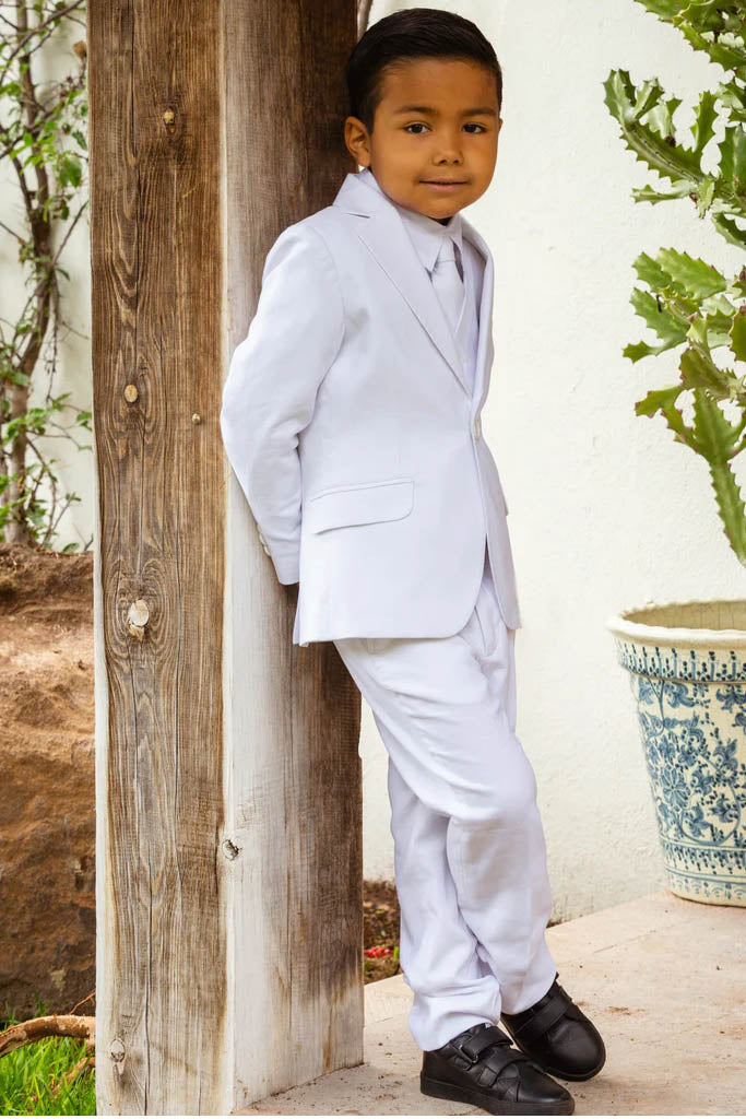 "Oasis" Kids Safari White Linen Suit (5-Piece Set)