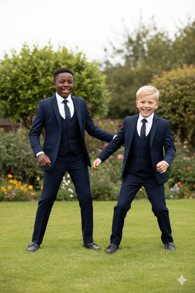 "Noah" Perry Ellis Kids Navy Suit (5-Piece Set)
